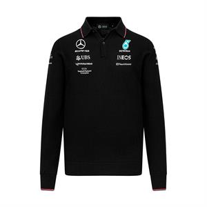 MERCEDES  MENS KNITTED LS POLO BLACK