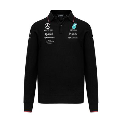 MERCEDES  MENS KNITTED LS POLO BLACK
