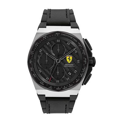 SCUDERIA FERRARI WATCH ASPIRE QUARTZ BLACK LEATHER 44MM