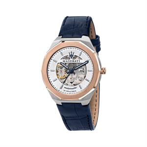 MASERATI STILE 42MM AUTO W/SILVER DIAL BLUE ST