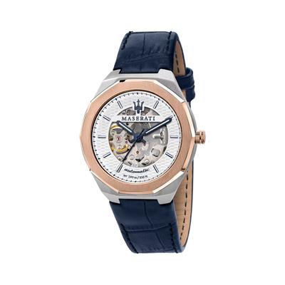MASERATI STILE 42MM AUTO W/SILVER DIAL BLUE ST