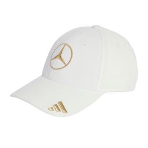 MERCEDES CAP IN VELLUTO WHITE CON LOGO GOLD TG.M