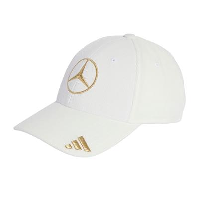 MERCEDES CAP IN VELLUTO WHITE CON LOGO GOLD TG.M