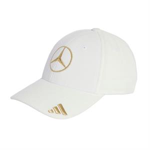 MERCEDES CAP IN VELLUTO WHITE CON LOGO GOLD TG.L