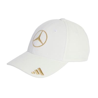 MERCEDES CAP IN VELLUTO WHITE CON LOGO GOLD TG.L