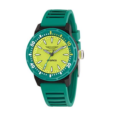 AMF1 WATCH YELLOW DIAL PODIUM GREEN SILICONE STRAP